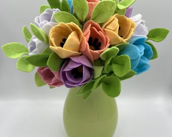 Felt pastel tulip bouquet.