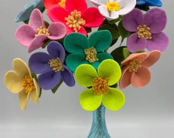 Felt Wildflower Stems: Mix-and-Match Floral Decor, Bright colors, handmade