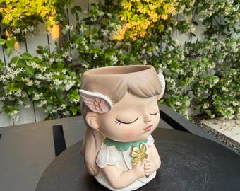 Nueva tienda / Maceta floral de arcilla pintada a mano – Selección de coleccionista, decoración de diseño para el hogar, regalo para fiestas / Serie Sweet Dream Girl