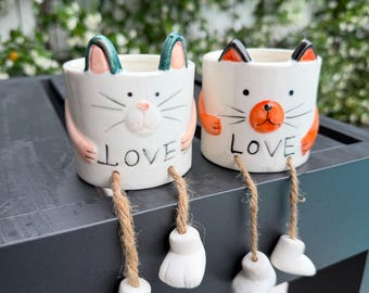 Nueva tienda / Juego de macetas de cerámica pintadas a mano – Selección de coleccionista, decoración de diseño para el hogar, regalo para fiestas