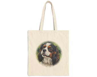 Cavalier King Charles Portrait Tote Bag | Canvas Dog Face Print
