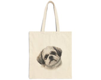 Shih Tzu Portrait Tote Bag | Canvas Dog Face Print