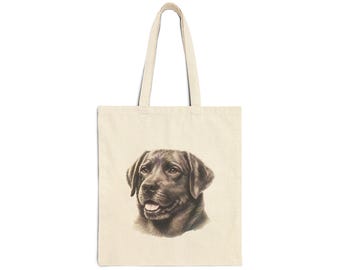Chocolate Labrador Portrait Tote Bag | Canvas Dog Face Print