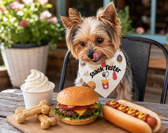 Snacktester hondenbandana, grappige hondensjaal voor fijnproevers, schattige hondenbandana voor honden die van snacks houden