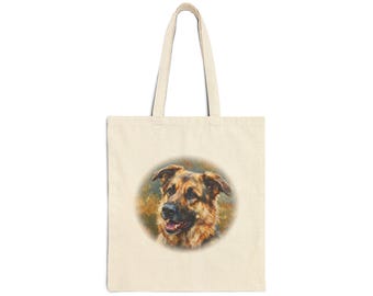 German Shepherd Portrait Tote Bag | Canvas Dog Face Print