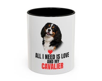 Cavalier King Charles Spaniel Coffee Mug, Love My Cavalier Accent Cup