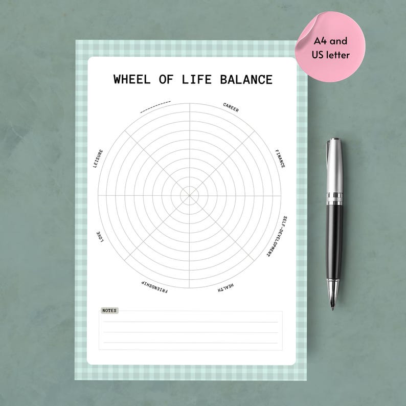 Wheel of Life Balance Striped Printable PDF Life Assessment Worksheet ...