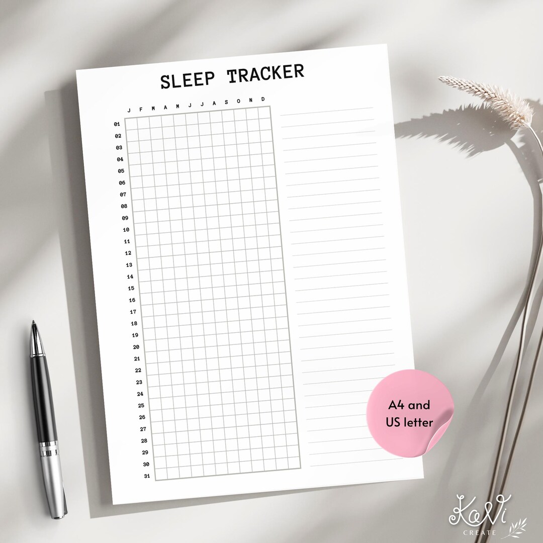 Sleep Tracker Printable PDF Sleep Log Full Year January to December ...