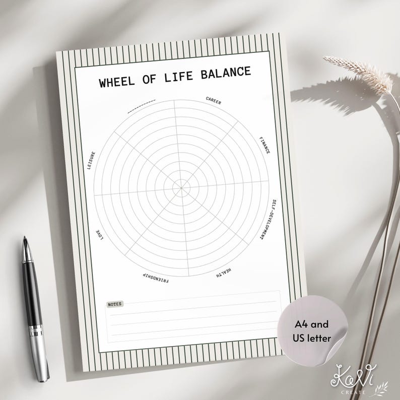 Wheel of Life Balance Striped Printable PDF Life Assessment Worksheet ...