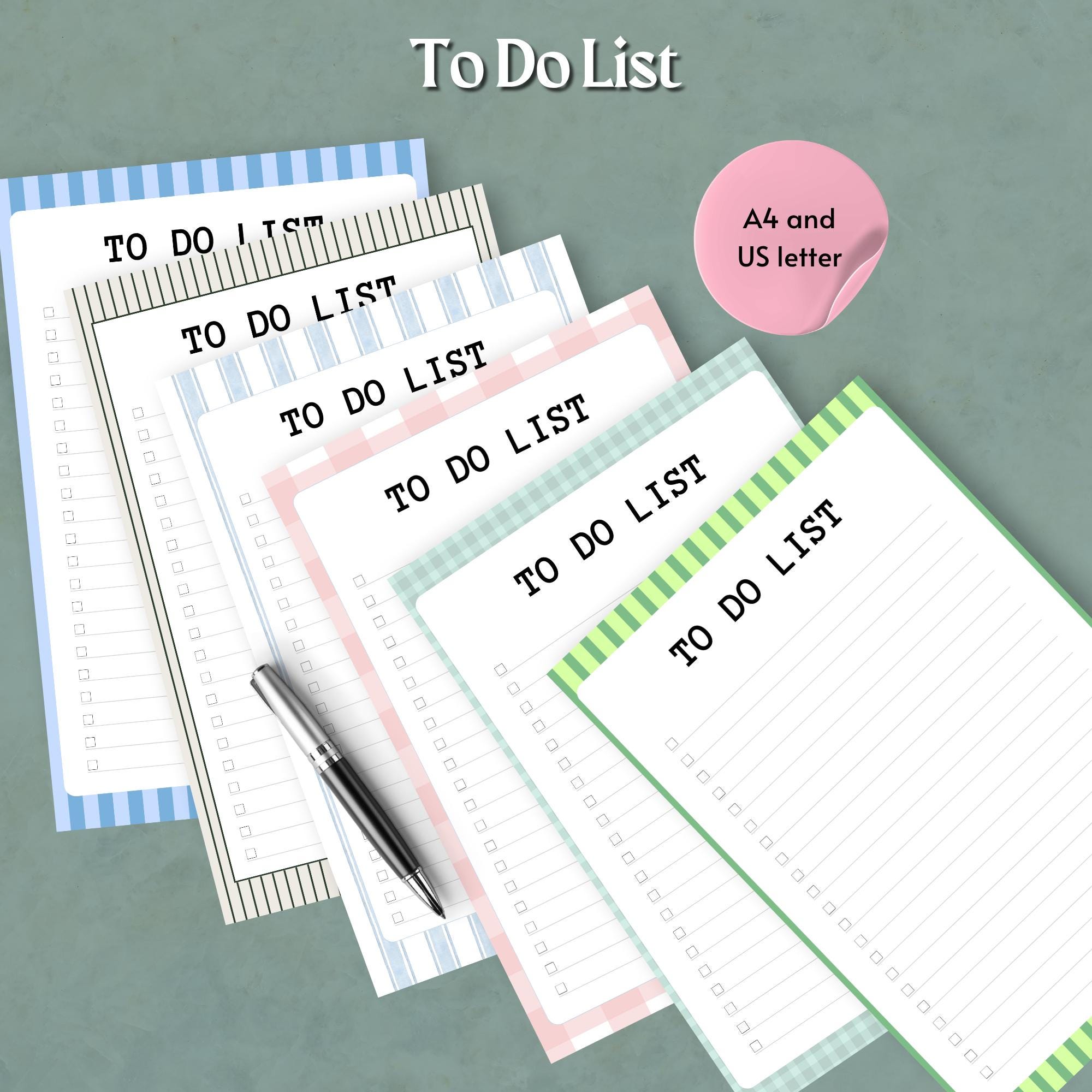 Colored Program List 6 Colored Striped to Do List Printable PDF Pastel Lined Template A4 US ...