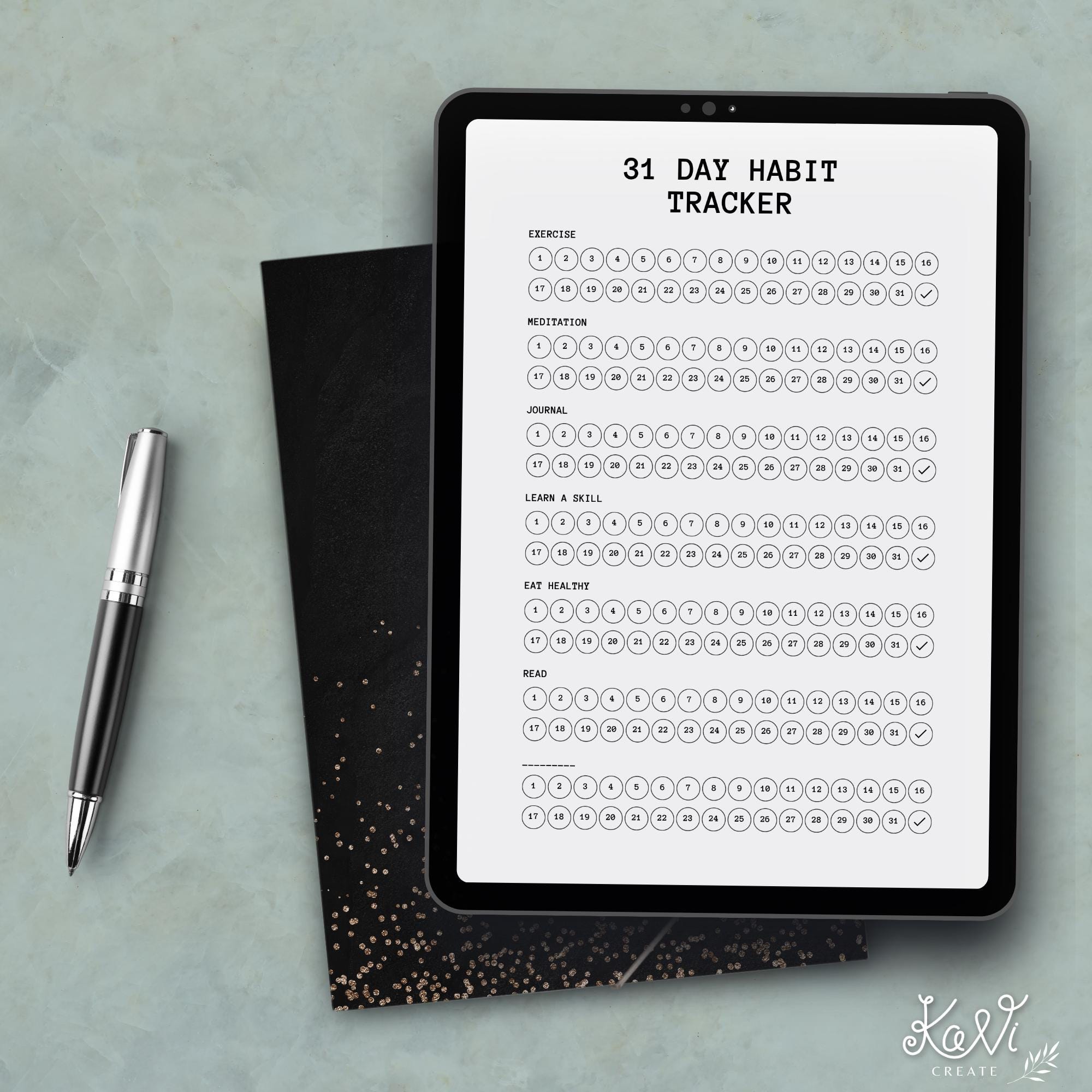 31 Day Habit Tracker Printable PDF Monthly Habit Tracker A4 US Letter ...