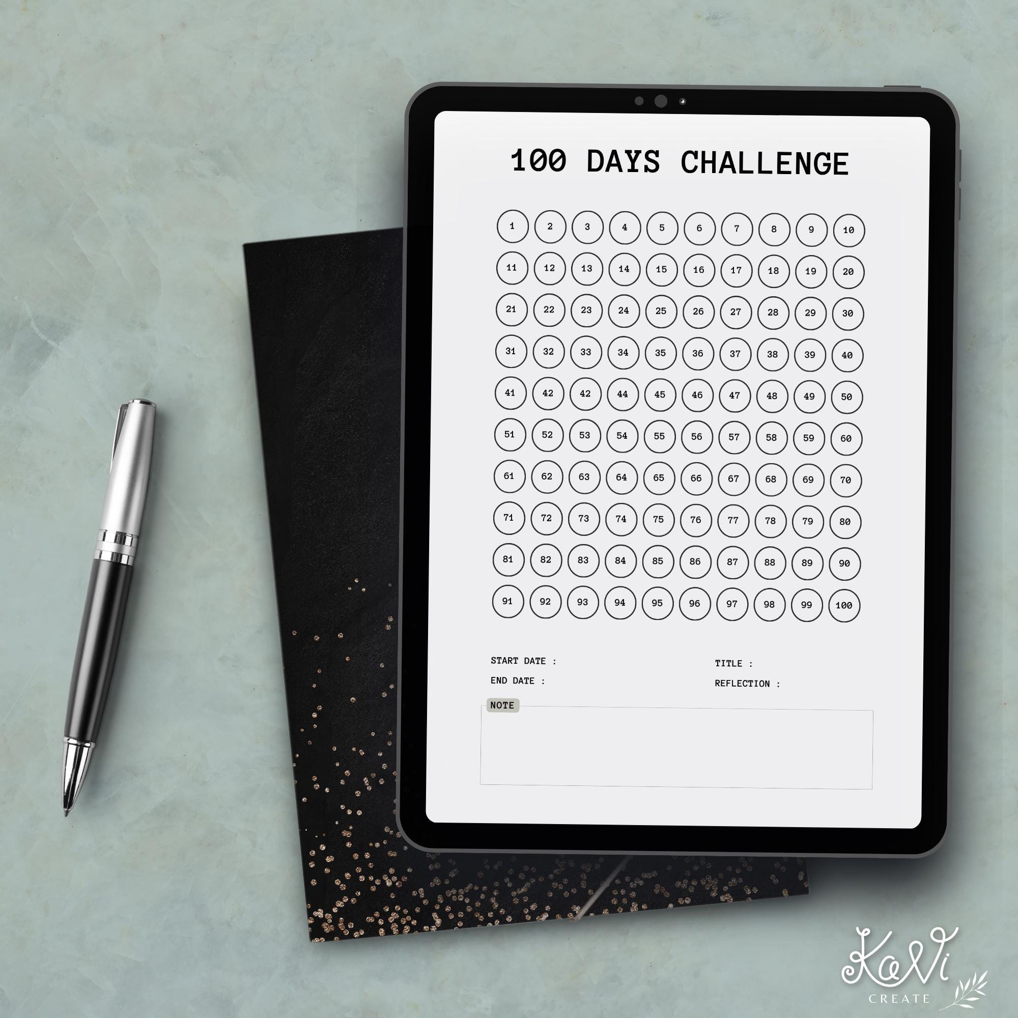 100 Days Habit Tracker Printable PDF Challenge Tracker A4 US Letter ...