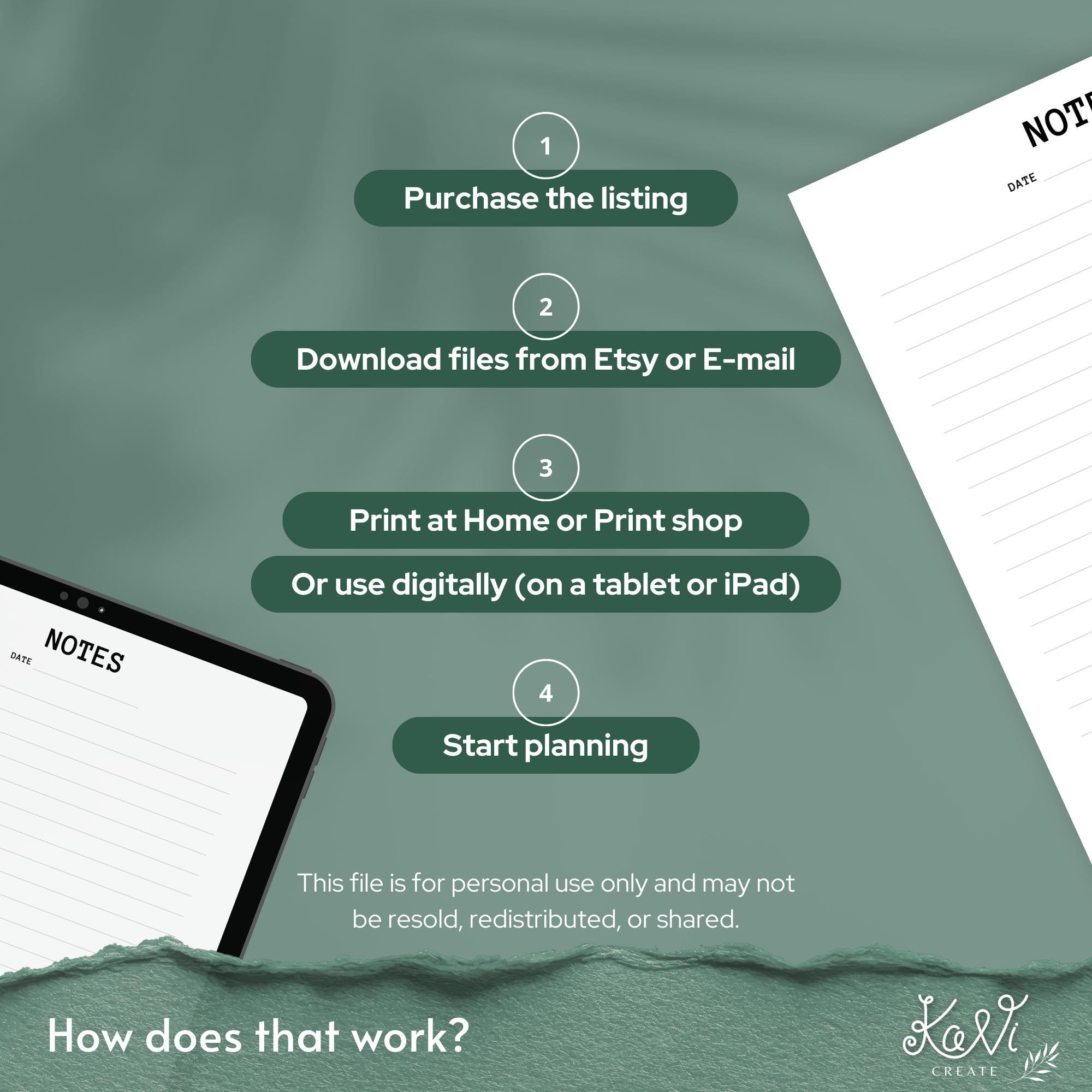 Etsy Printable Fillable Kind Notes.pdf Minimalist Notes Page Printable PDF Lined Note Taking Paper Planner ...