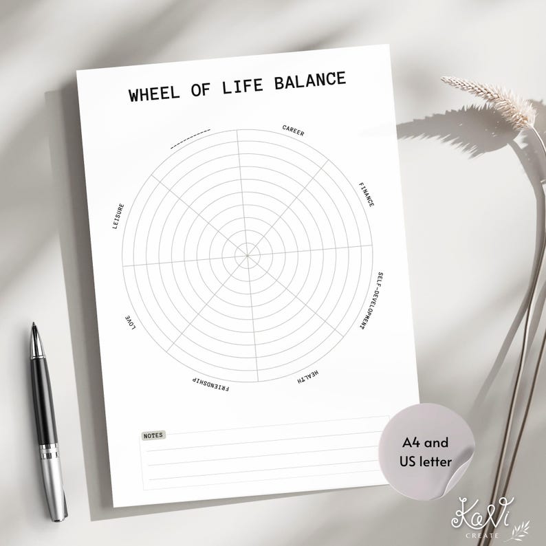 Wheel of Life Balance Printable PDF Life Assessment Worksheet Self ...