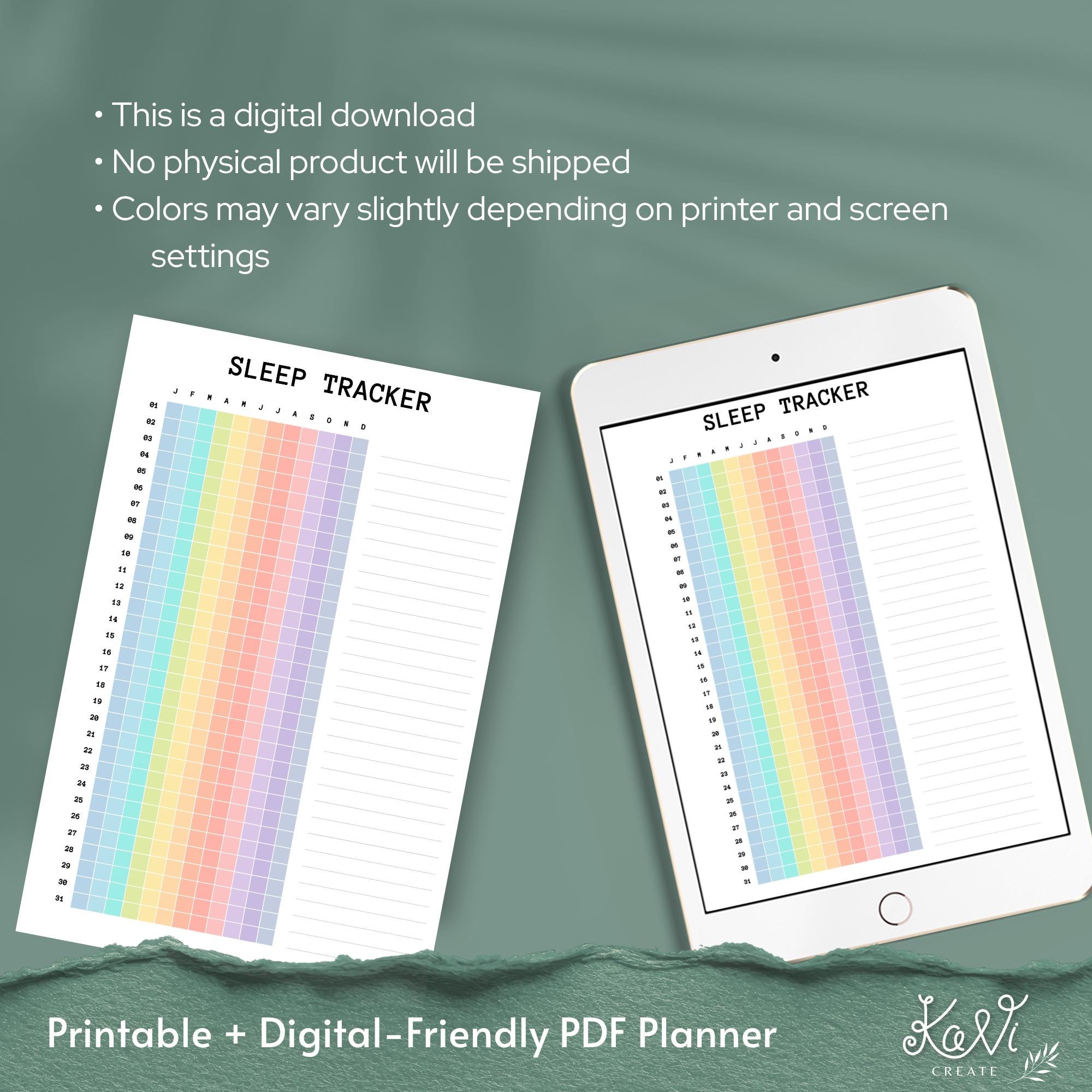 Sleep Tracker Printable PDF Sleep Log Full Year January to December ...