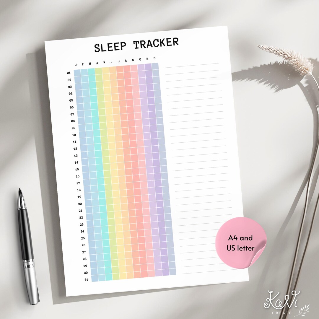 Sleep Tracker Printable PDF Sleep Log Full Year January to December ...