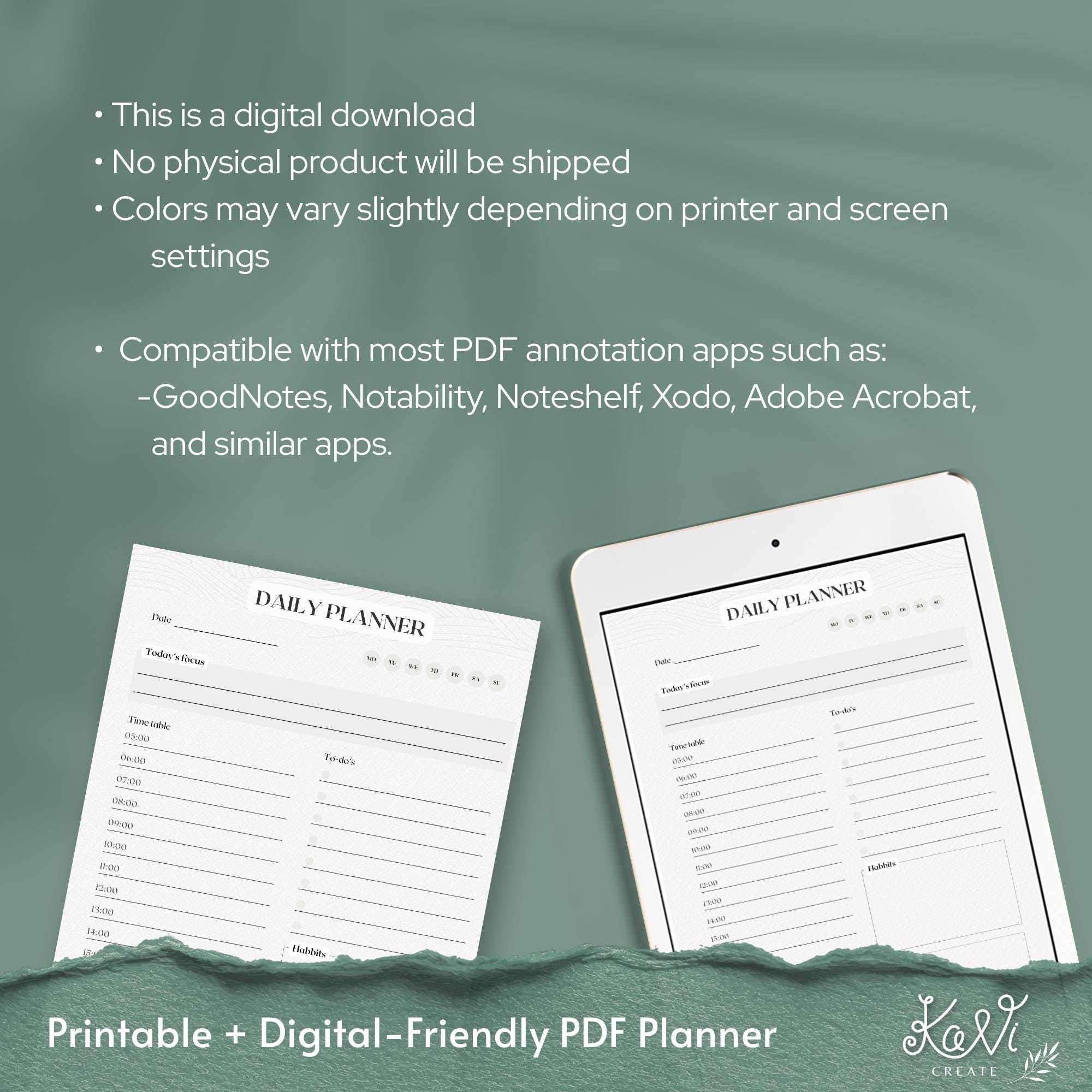 Minimalist Daily Planner Printable PDF Undated to Do List Template ...