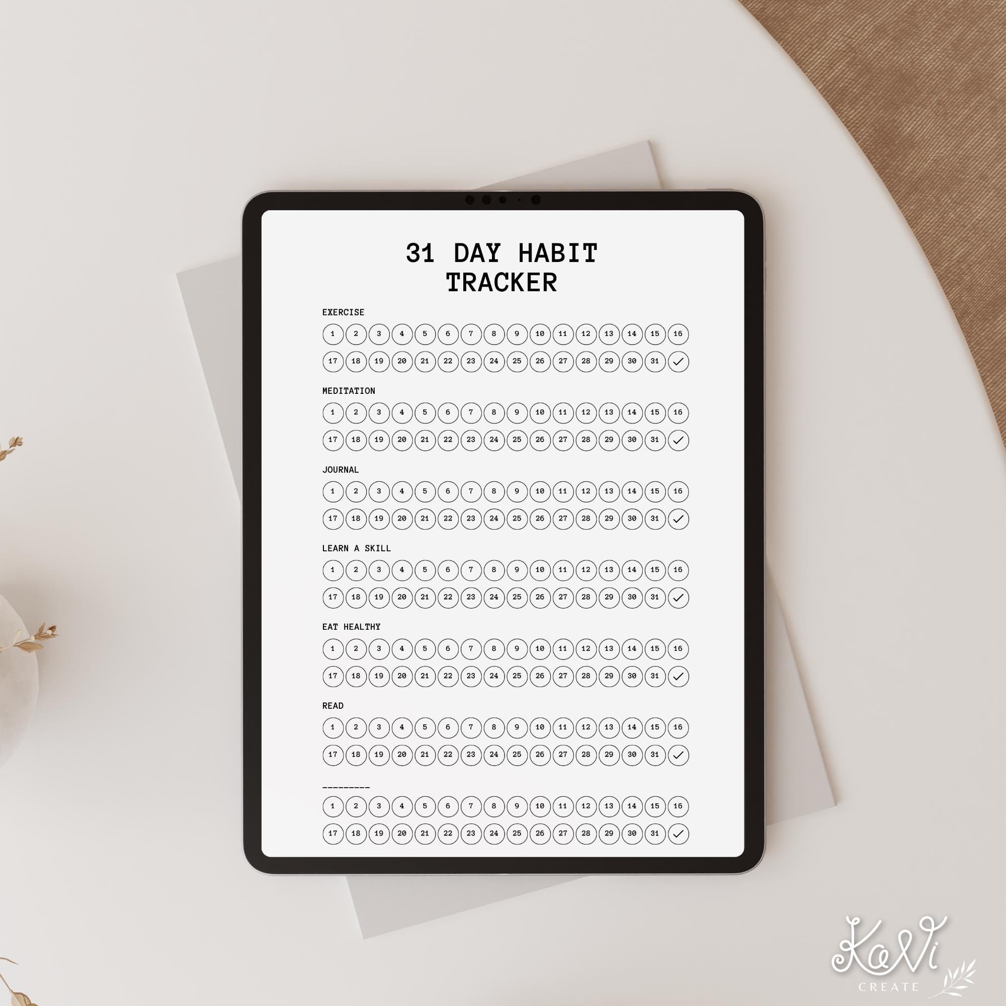 31 Day Habit Tracker Printable PDF Monthly Habit Tracker A4 US Letter ...