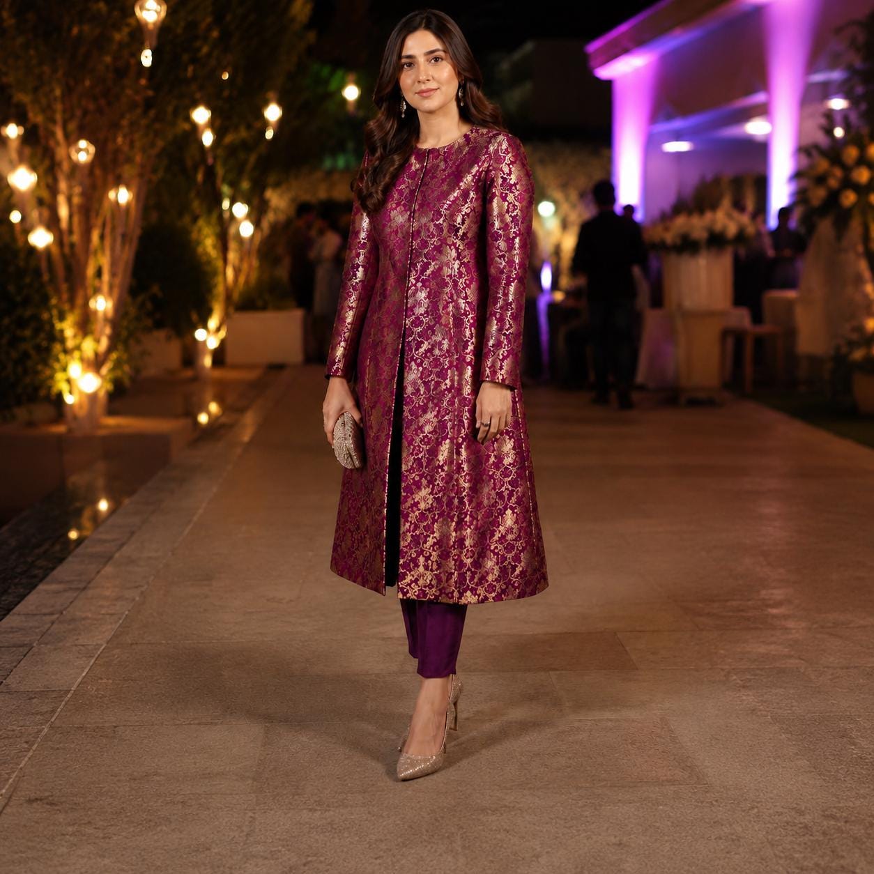 ladies sherwani dress Women with Scarf