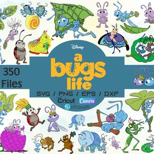 May include: A digital art collection featuring various cartoon insects from the Disney movie "A Bug's Life." The image includes the movie title, file count, and file type information. The illustrations are in vibrant colors and various poses.