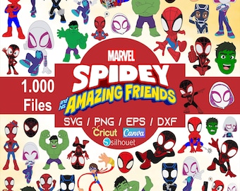 Ensemble de fête d'anniversaire Spidey personnage Png Clipart Bundle, anniversaire héros Svg