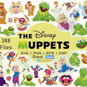 May include: A vibrant collection of cartoon images featuring The Muppets characters, such as Kermit, Miss Piggy, and Fozzie Bear. The image includes the text "THE Disney MUPPETS" and file type information.