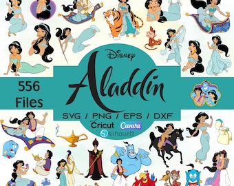 Aladdin SVG Bundle: Princess Jasmine & Genie Clipart (Digital Download)