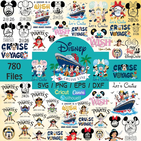 Paquete SVG de Disney Cruise Line 2026 / Todos los cruceros de Disney PNG y SVG / Diseños de camisetas, tazas y fundas para teléfono / Descarga instantánea