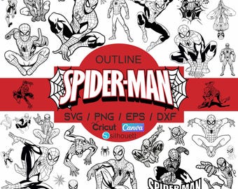 Spiderman Svg Bundle, Spiderman Svg, Spiderman Clipart, Spiderman Cut Files For Circut, Spiderman Silhouette, Spiderman Png, Superhero Svg
