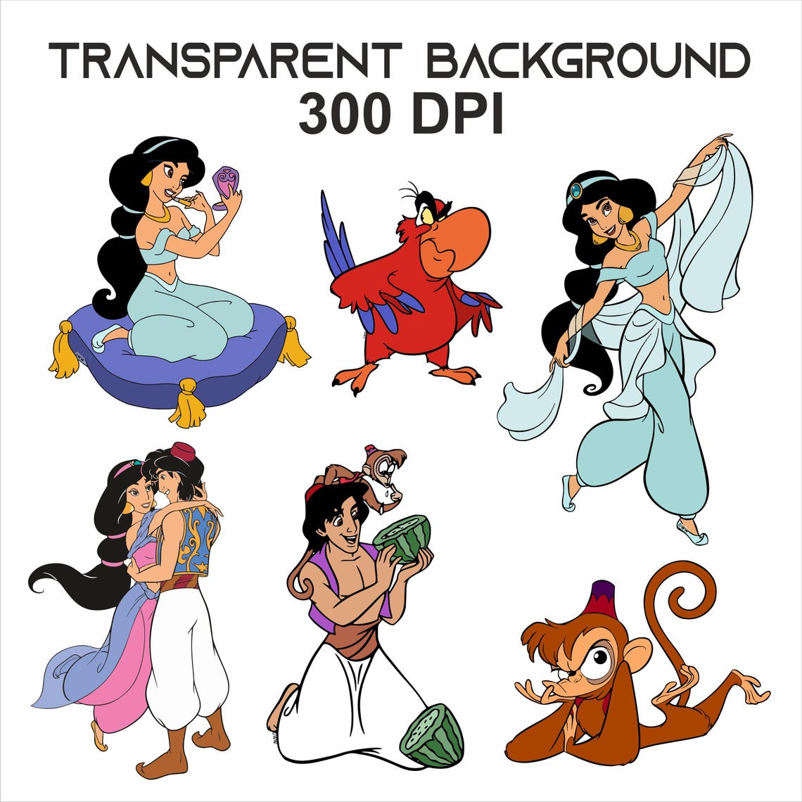 Aladdin SVG Bundle: Princess Jasmine & Genie Clipart (digital Download ...