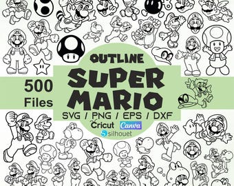 Mario Svg, Game Circular Svg, Characters Outline Svg, Ready to cut svg, Cut files for Cricut, instant download