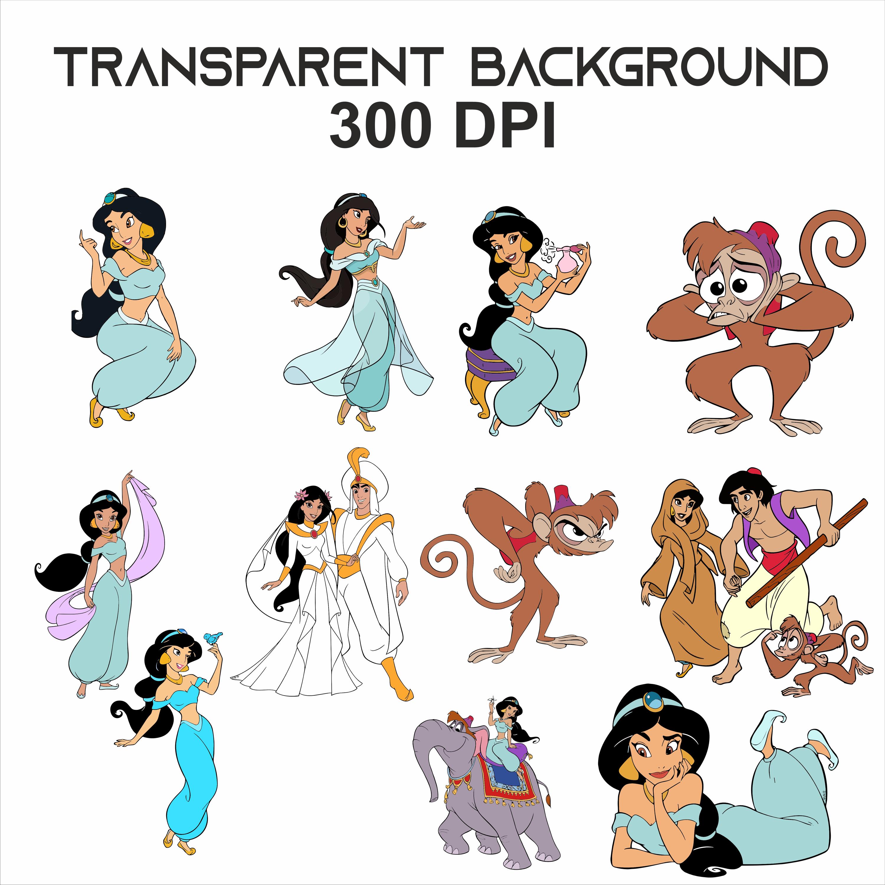 Aladdin SVG Bundle: Princess Jasmine & Genie Clipart (digital Download ...