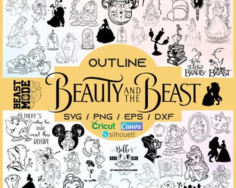 Paquete SVG de La Bella y la Bestia: Bella, Bestia, archivos de corte, descarga digital