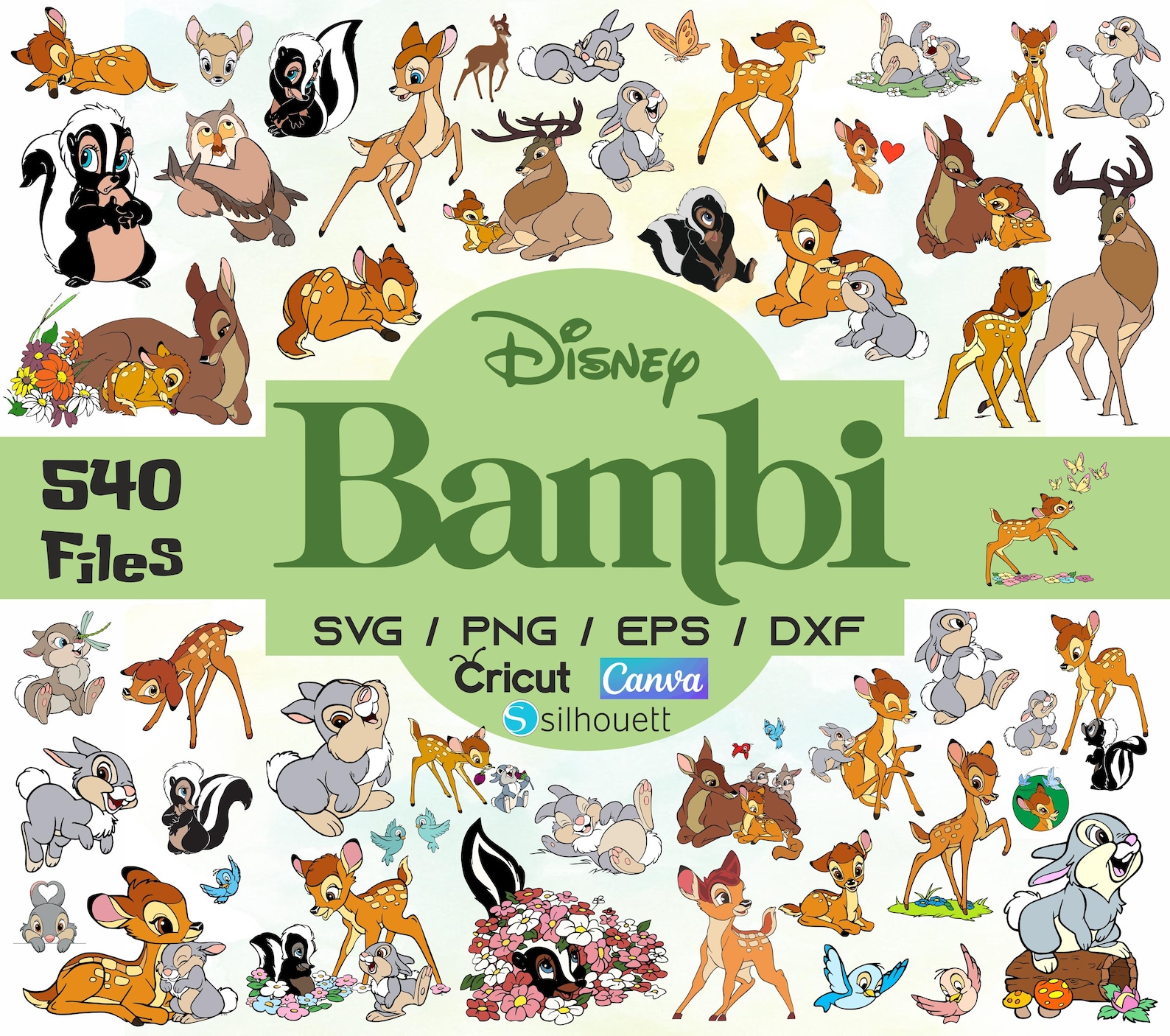 Bambi Mega Bundle, Bambi Svg, Bambi Clipart, Bambi Deer Png, Thumper ...