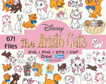 Disney The Aristocats SVG Bundle | 671 Files PNG Eps DXF | Marie Berlioz Toulouse Duchess O'Malley Kittens Clipart Cricut Silhouette Canva
