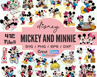 Mickey Minnie Mouse Couple SVG PNG Bundle – Cricut Sublimation Clipart (Digital Download)