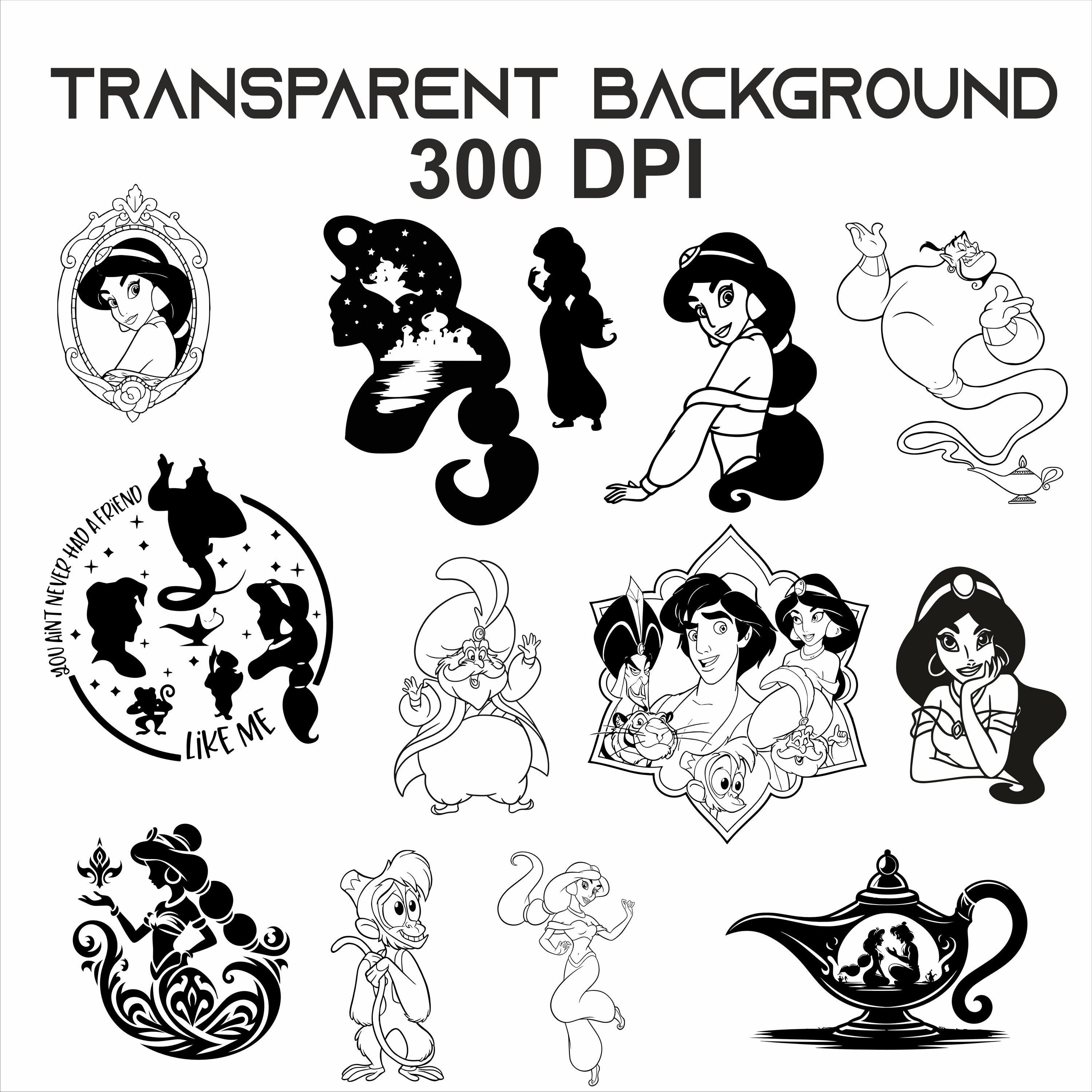 Aladdin SVG Bundle: Princess Jasmine & Genie Clipart (digital Download ...