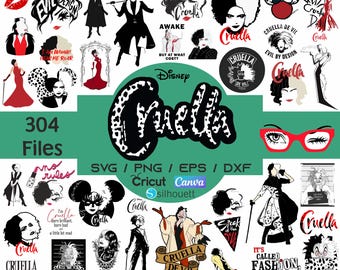 Cruella Inspired SVG Bundle, 304 Files, Villain Fashion Png Svg EPS , Dalmatian Style Clipart, Cricut Silhouette Cut Files, Instant Download