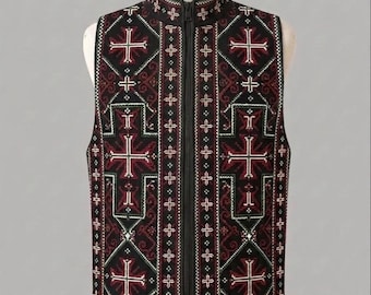 Hand-Embroidered Traditional Vest - Authentic Georgian Waistcoat - Christian Vestment