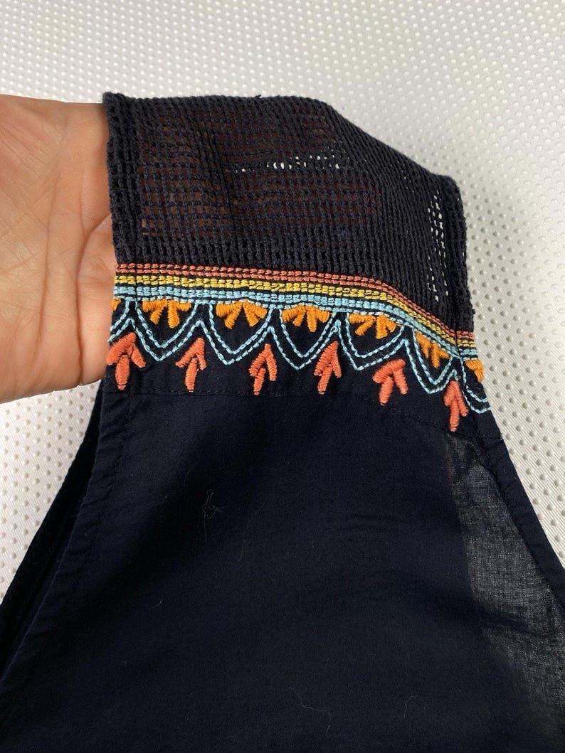 Anthropologie Plenty by Tracy Reese Schwarzes besticktes Boho ärmelloses Top groß Bild 8