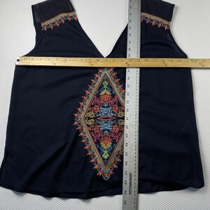Anthropologie Plenty by Tracy Reese Schwarzes besticktes Boho ärmelloses Top groß Bild 7