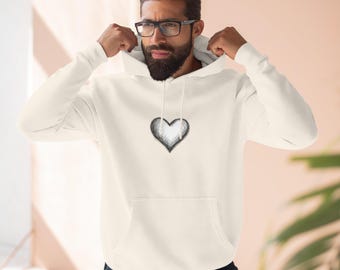 Black Heart Hoodie for Men & Women | Minimalist Streetwear Sweatshirt | Unisex Heavy Fleece Pullover