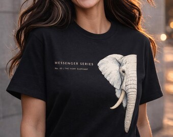 Ivory Elephant sketch tee T-Shirt | Hand-drawn elephant head, Messenger Series