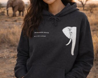 Ivory Elephant Hoodie | Heavyweight 10oz Minimalist Sweatshirt, Strength Symbol