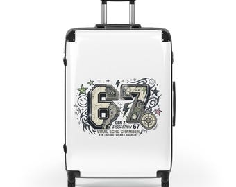 Resväska med grafisk siffra 67 | Resebagage med retrodesign