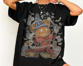 Vintage Mickey Fantasia Sorcerer Pumpkin Disney Halloween Shirt, Mickey's Not So Scary Halloween Party, Trick or Treat Main Street Fantasmic