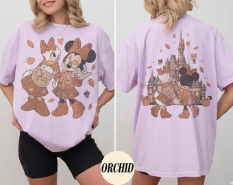 2-sided Retro Minnie Daisy Fall Halloween T-shirt, Disney Besties Fall Trip Tee, Disney Pumpkin Autumn Shirt, Fall Season Comfort Tshirt