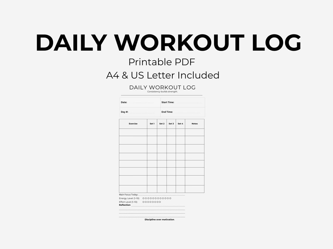 Daily Workout Log Printable PDF | Gym Planner | Fitness Tracker ...