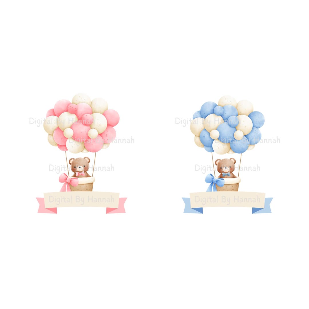 Hot Air Balloons PNG | Teddy Bear | Girl | Boy | First Birthday | New ...