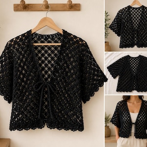 CROCHET PATTERN & VIDEO/ Solea Shell Stitch Cardigan Pattern, Summer Cardigan, Top-Down Cardigan, Xs-5X, Seamless, Instant Download